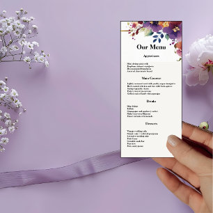 Elégante aquarelle Fleurs Mariage Diner Menu