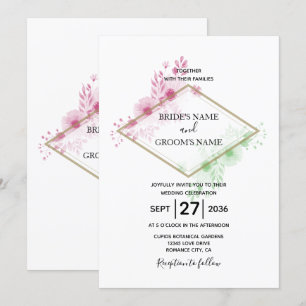 Elégante Aquarelle Fleurs Mariage Invitations