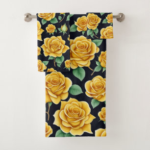 Elégante aquarelle Flora Yellow Roses Motif