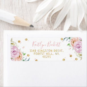 Elégante aquarelle Floral Retourner l'adresse Étiq