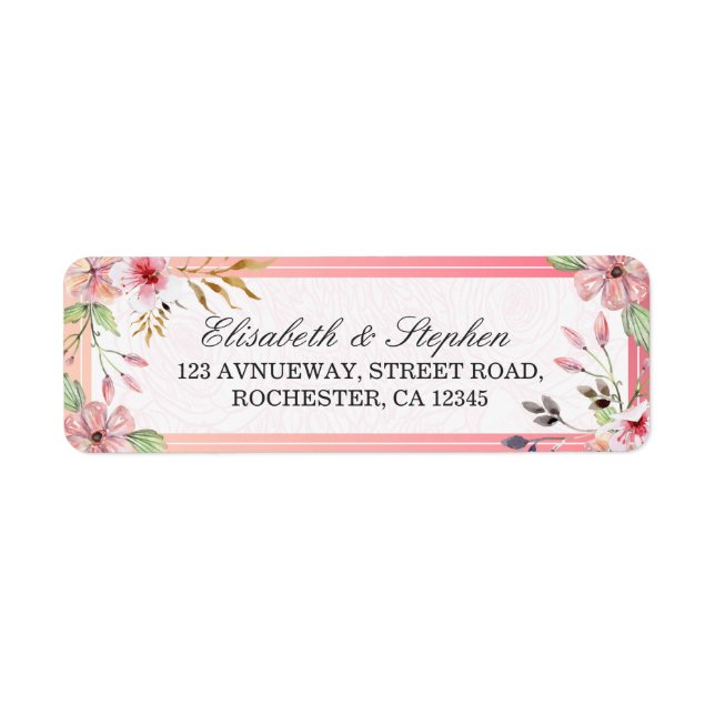 Elégante aquarelle Floral Script Mariage Adresse (Devant)