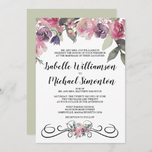Elégante aquarelle Floral Wedding Invitations