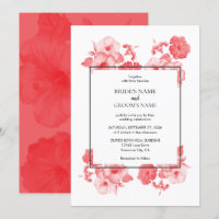 Elégante aquarelle Hibiscus Mariage Invitations