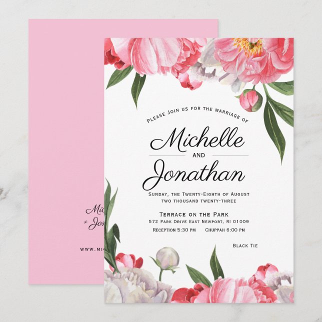 Elégante aquarelle Juive Floral Invitation (Devant / Derrière)