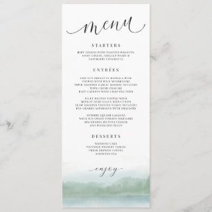 Elégante aquarelle Lac & Arbres Menu Mariage
