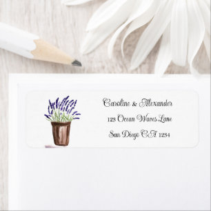 Elégante Aquarelle Lavande Herbes Floral Mariage L