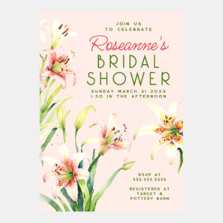 Elégante aquarelle Lily Bridal Shower Invitation