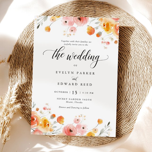 Elégante aquarelle Mariage de automne Invitation f (Créateur téléchargé)