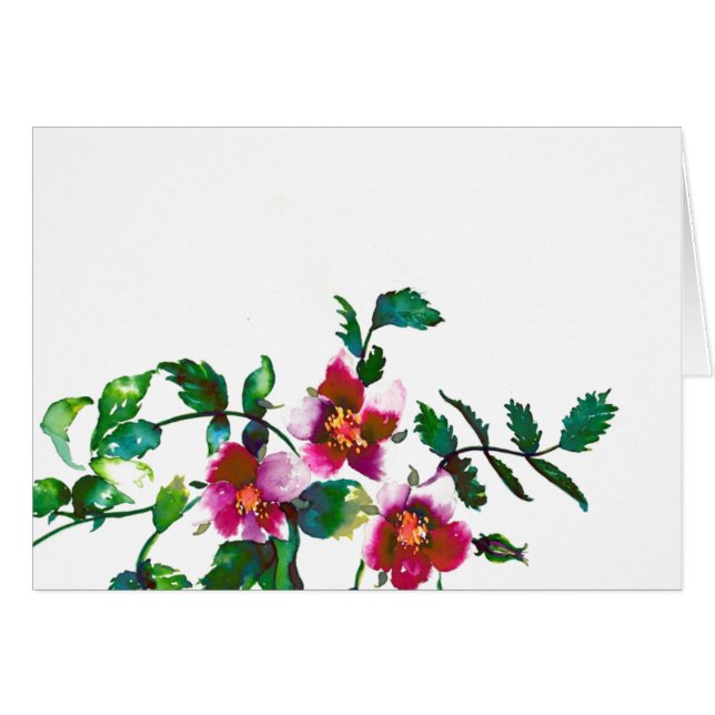 Elégante aquarelle moderne fleur sauvage rose fonc (Devant Horizontal)