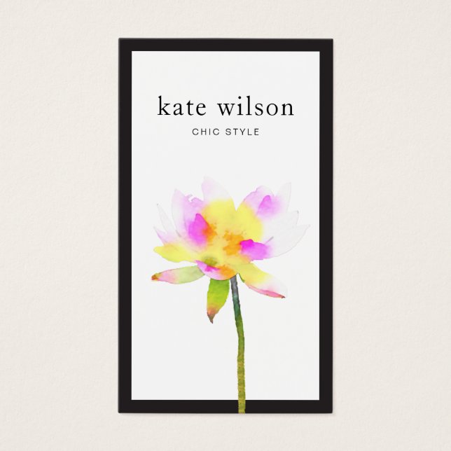 Elégante aquarelle moderne Lotus Flower (Devant)