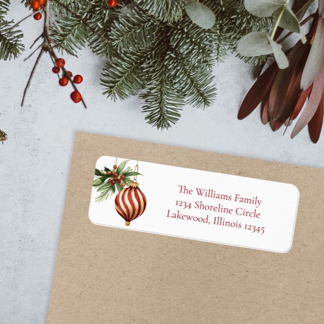 Elégante aquarelle Noël Adresse de retour (Créateur téléchargé)