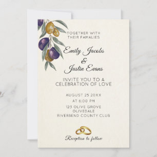 Elégante aquarelle Olive Mariage Photo Invitation
