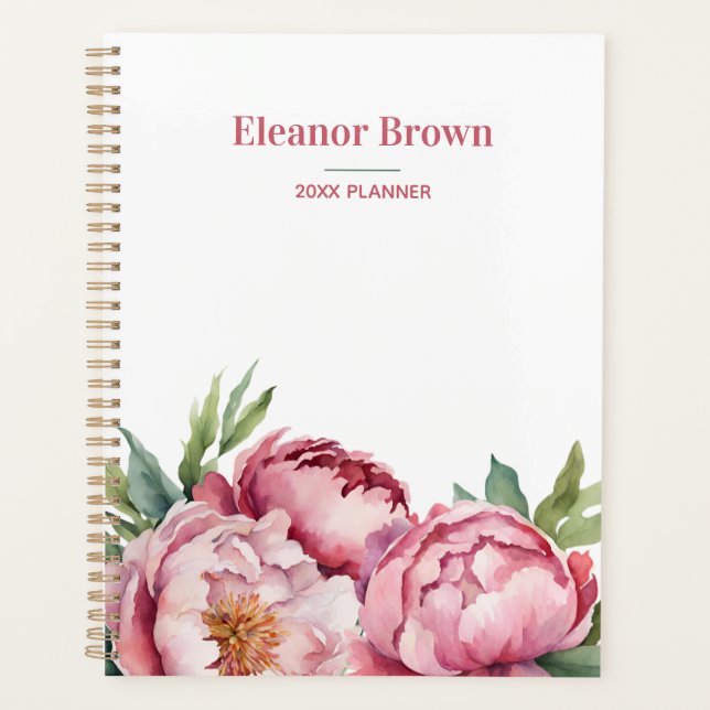 Elégante aquarelle Peonis rose 2024 Personnalisée (Devant)