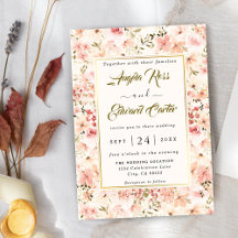 Elégante aquarelle Petite Faire-part de mariage Fl