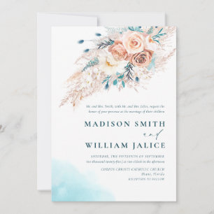 Elégante aquarelle plage mariage invitation