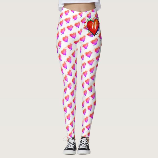 Elégante aquarelle plumes Leggings personnalisés (Devant)