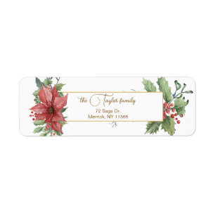 Elégante aquarelle Poinsettias & Holly