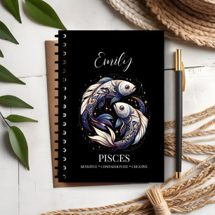 Elégante aquarelle Poissons Zodiac Journal personn