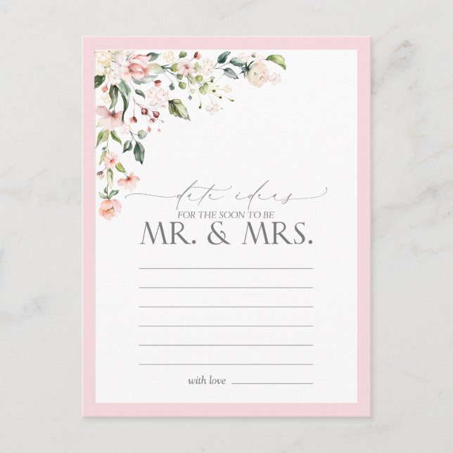 Elégante Aquarelle rose Floral Date Idées Carte po (Devant)