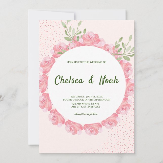 Elégante aquarelle rose Floral Invitation (Devant)