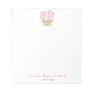 Elégante aquarelle rose Hydrangea Bloc-notes pour