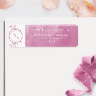 Elégante Aquarelle rose Mauve, Mariage Monogram La