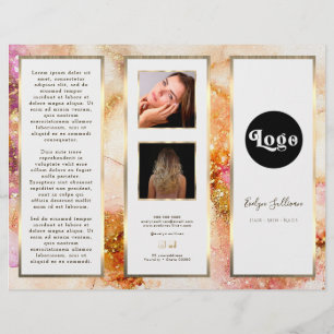 Elégante Aquarelle rose or Faux Foil Brochure