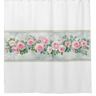 Elégante aquarelle rose rose rose rideau de douche