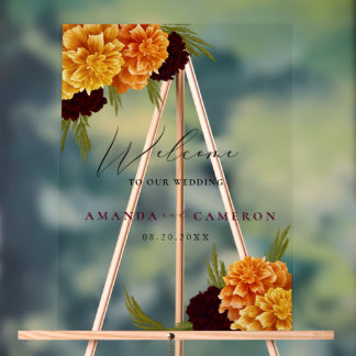 Elégante Aquarelle rouge bordeaux"MARIGOLD"Bienven