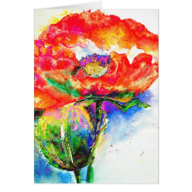 Elégante aquarelle rouge florale (Devant)