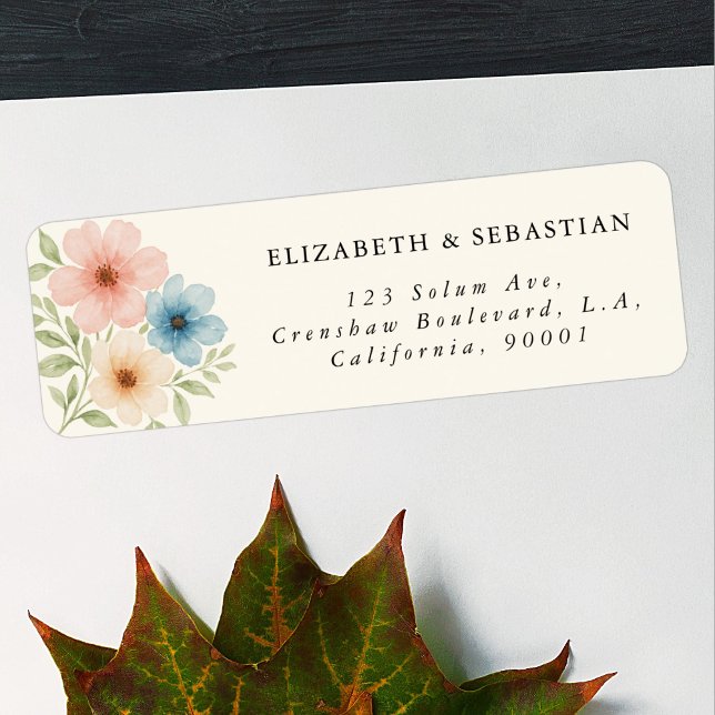 Elégante aquarelle rustique Bleu Beige et rose Flo (Créateur téléchargé)