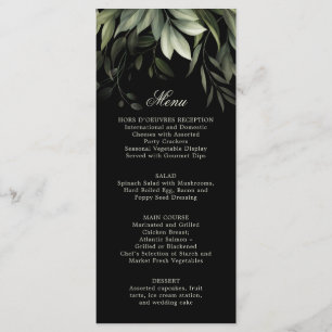 Elégante aquarelle vert menu sur noir