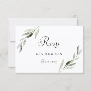Elégante aquarelle verte Leaf mariage Inviter RSVP