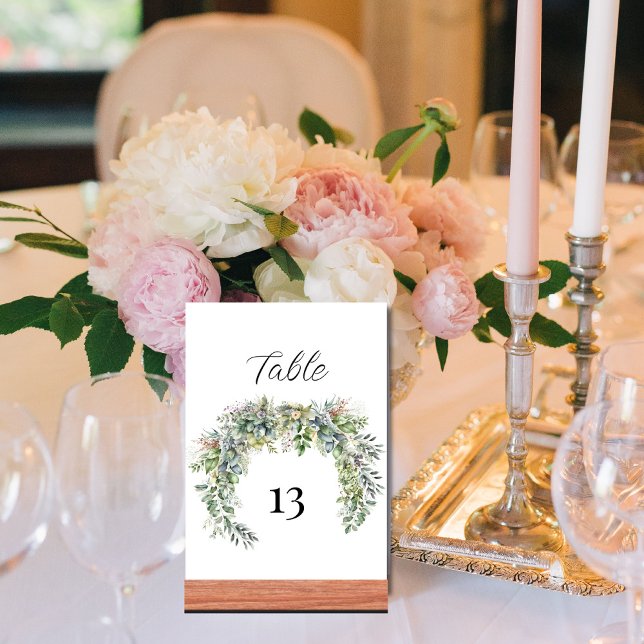 Elégante aquarelle verte Mariage Numéro de table (Créateur téléchargé)