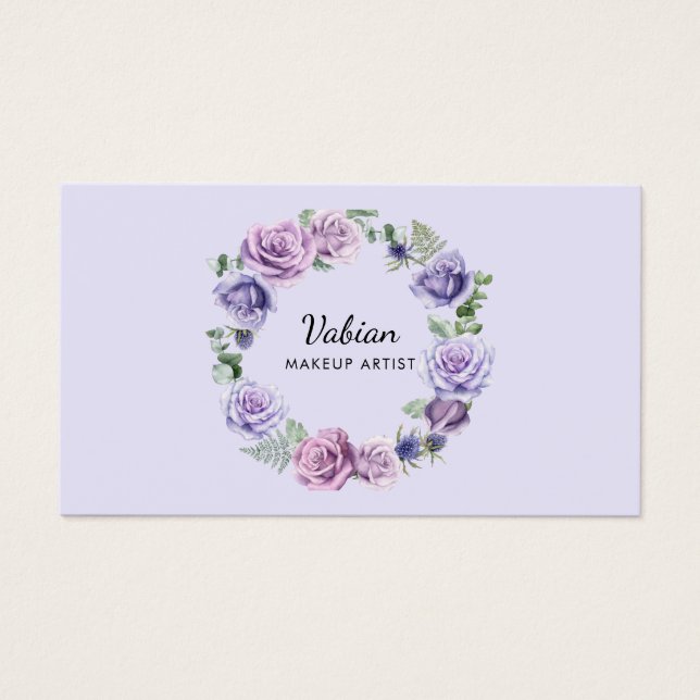 Elégante aquarelle violet Carte de visite floral (Devant)