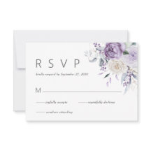 Elégante aquarelle violet mariage floral RSVP