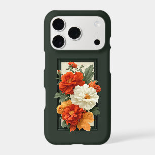 Élégante Art Floral Orange & Blanc