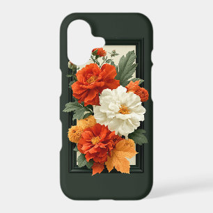 Élégante Art Floral Orange & Blanc