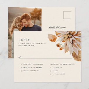 Elégante Automne Floral Mariage Photo RSVP Carte p