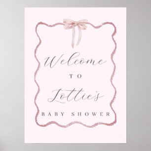 Élégante Baby shower de garçon rose Affiche de bie