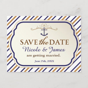 Élégante Bande Nautique Enregistrer La Date Carte