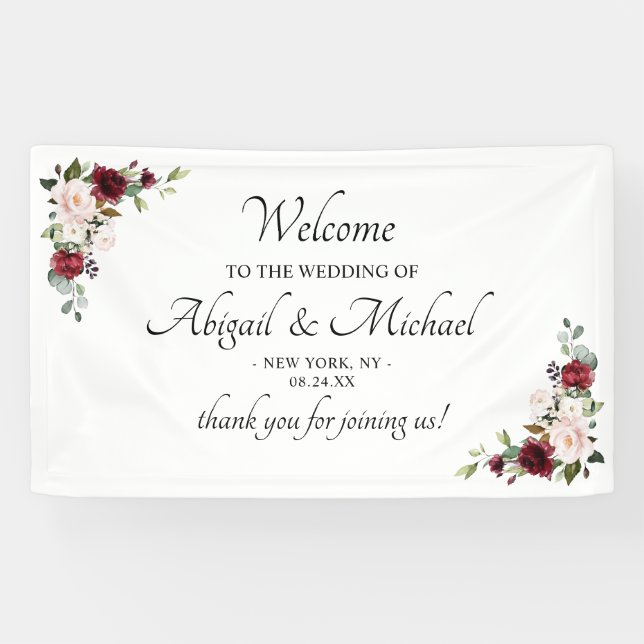 Élégante bannière de Mariage d'accueil floral de B (Horizontal)