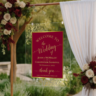 Élégante Bienvenue de Mariage en Bourgogne et Or
