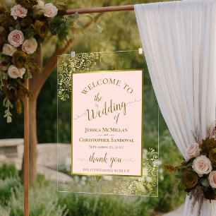 Élégante Bienvenue Mariage Rose Pâle & Or