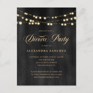 Élégante Black and Gold Divorce Party Invitation