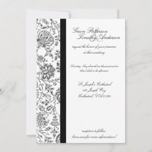 Elégante Black Floral Wedding Invitations