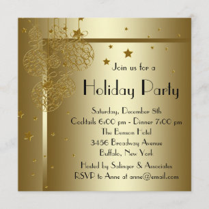Elégante Black Gold Noël Party Invitations