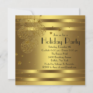 Elégante Black Gold Noël Party Invitations