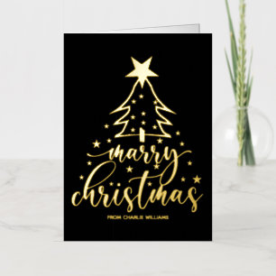 Elégante Black Gold Typographie Carte de Noël