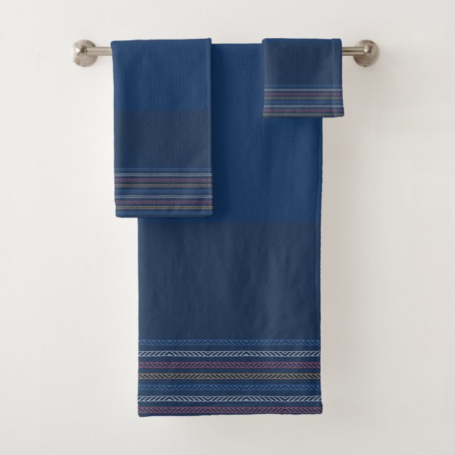 Elégante Bleue Régate Bordure striée (En situation)